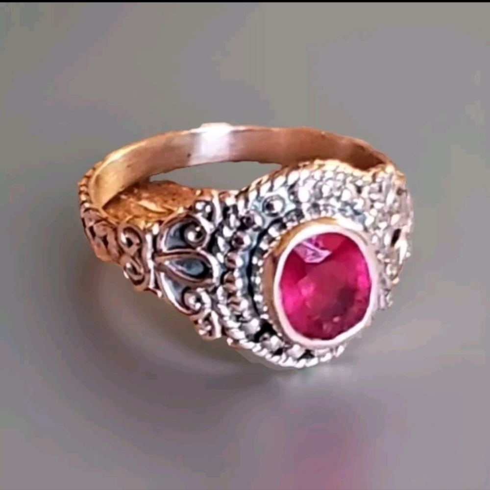 Niassa Ruby Solitaire Swirl And Rope Design Ring In Sterling Silver 1.75ctw